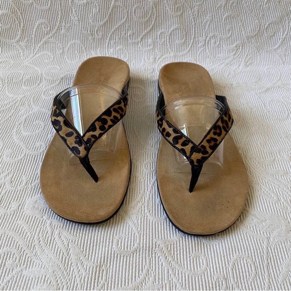 Suede & leather, Ortho heel, leopard print Vionic sandals - size 9 - Picture 9 of 9